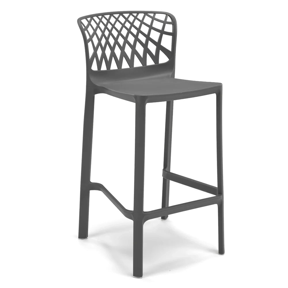 Sgabello Grigio Metal in polipropilene ARKO con poggiapiedi H65, MADE IN ITALY, resistente ai raggi UV, design moderno, ideale per sala da pranzo, cucina, bar, ristoranti o giardino
