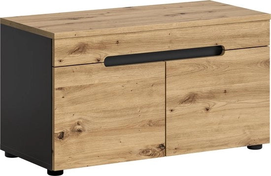 Cassettone - Sistema di cassetti - Armadio - Stile artigianale - Grigio basalto - 80 cm x 45 cm x 37 cm, certificato FSC, design senza tempo