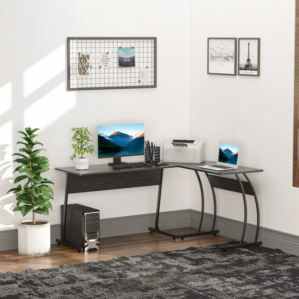 Scrivania angolare per ufficio ¨C zephmum ¨C nera 112.5x152x74 cm