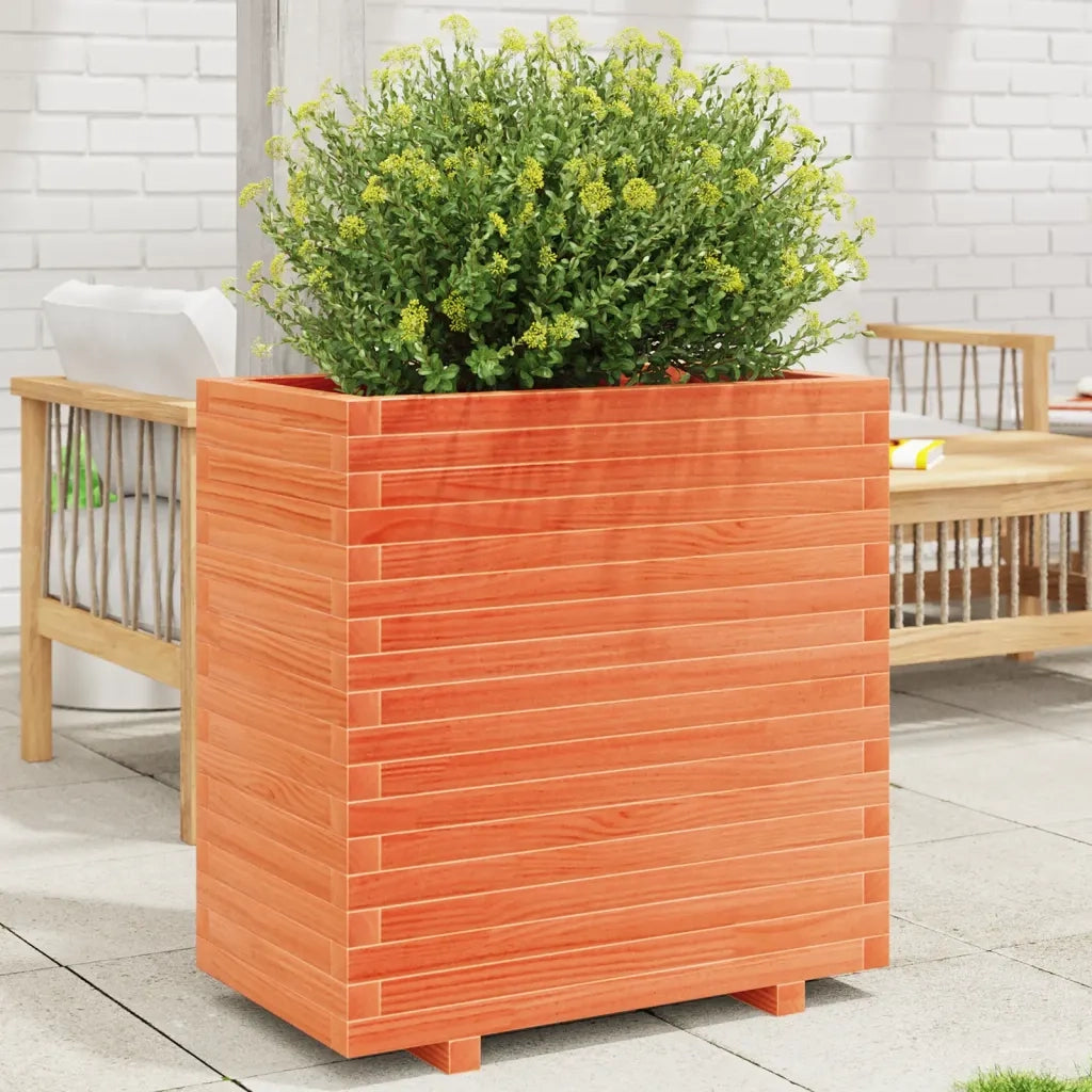 Fioriera Giardino Marrone Cera 70x40x72,5cm Legno Massello Pino