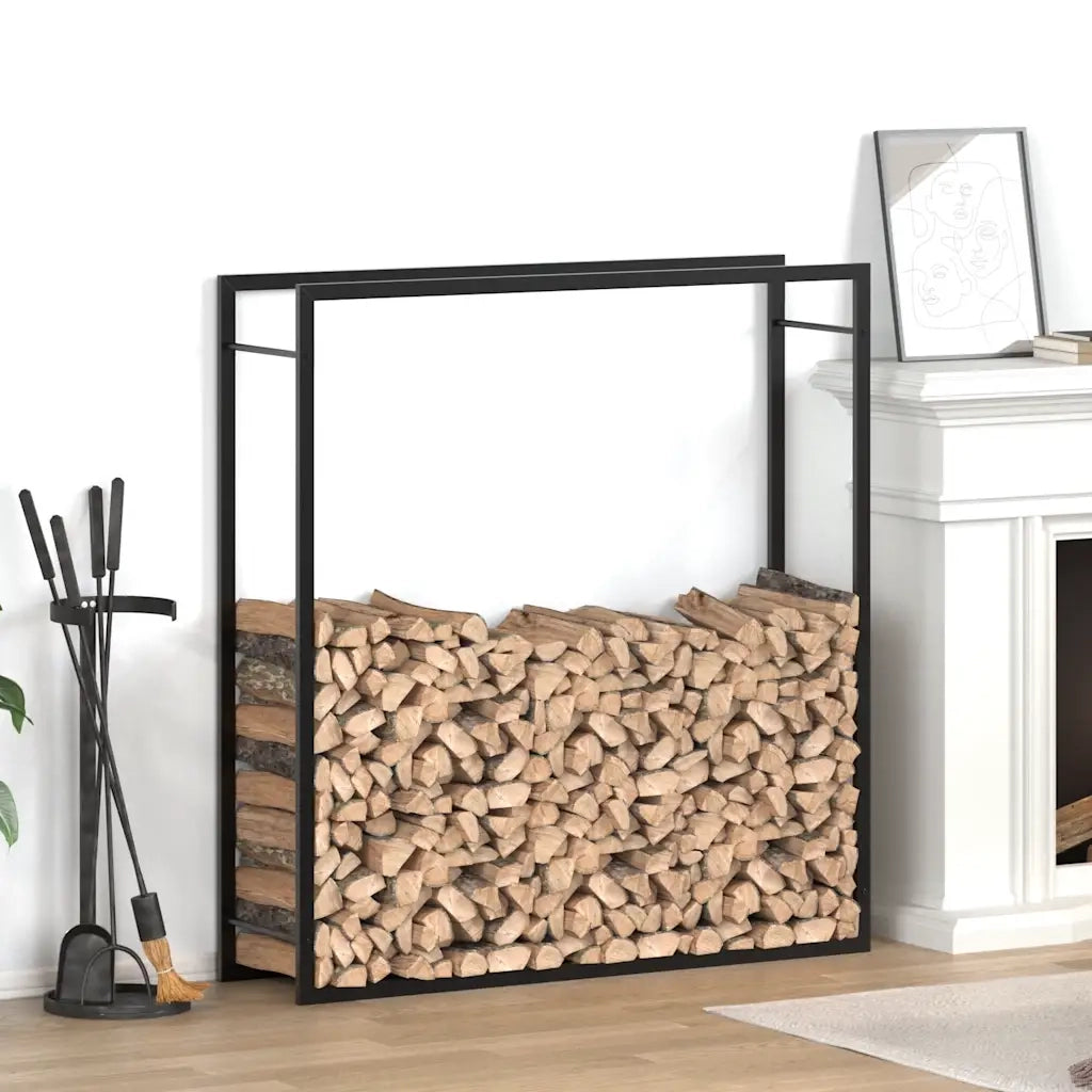 Portalegna Nero Opaco 110x28x116 cm in Acciaio CFW9498196