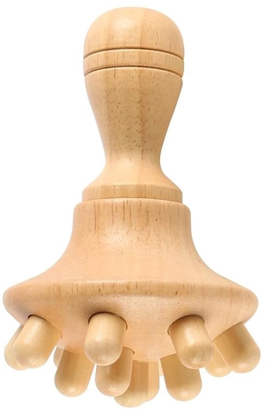 Massaggio con Manico in Legno - Peso Leggero - Massaggio con Manico a Forma di Funghetto - Apparecchio per Massaggio - Strumento Portatile - Manico Comodo - 11x13cm