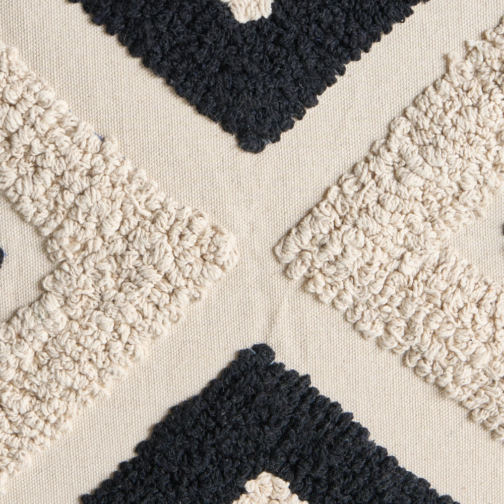 Set di 2 cuscini decorativi in tessuto di cotone beige e nero con motivo floreale, 45 x 45 cm