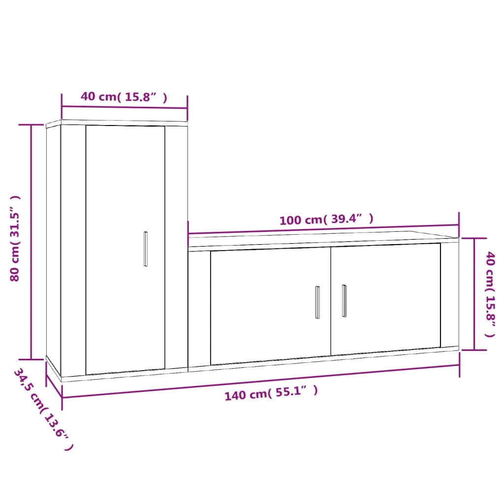 Set di Mobili Porta TV 2 pz Bianco in Legno Multistrato 3188486