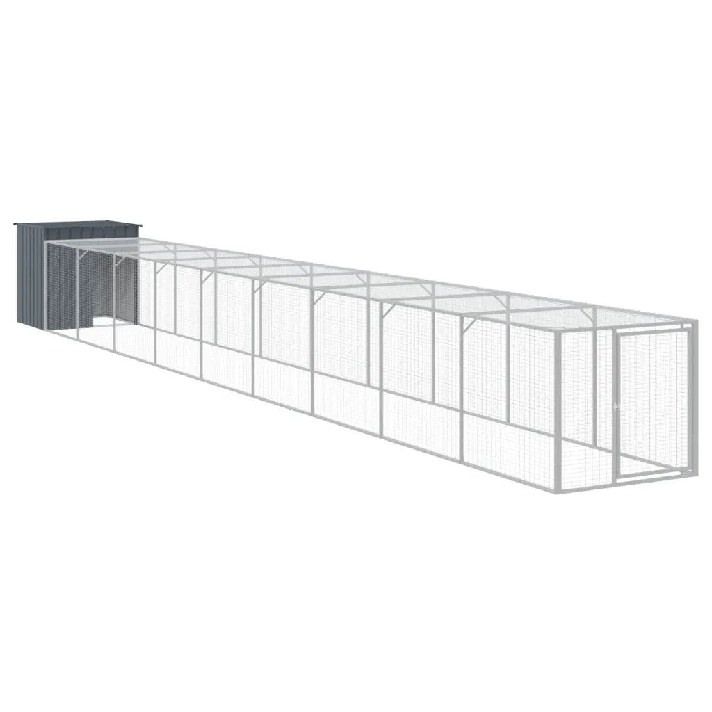 Pollaio con Area Corsa Antracite 110x1017x110cm Acciaio Zincato 3189092
