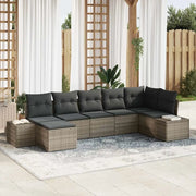 Set Divano da Giardino con cuscino 7 pcs Grigio Poly Rattan 3355818