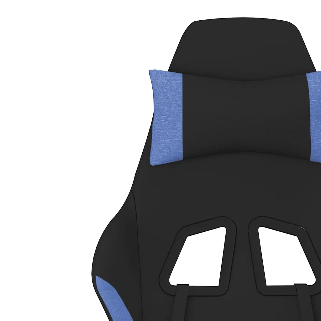 Sedia da Gaming | Sedia da e-sports Massaggio e Poggiapiedi in Tessuto Nero e Blu