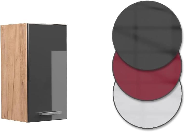 Pensile da cucina R-Line, Antracite lucido, 30 cm, per la libera combinazione all'interno di sistemi cucina modulari