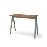 Scrivania Herdasa effetto noce gambe faggio in verde 75x107x49