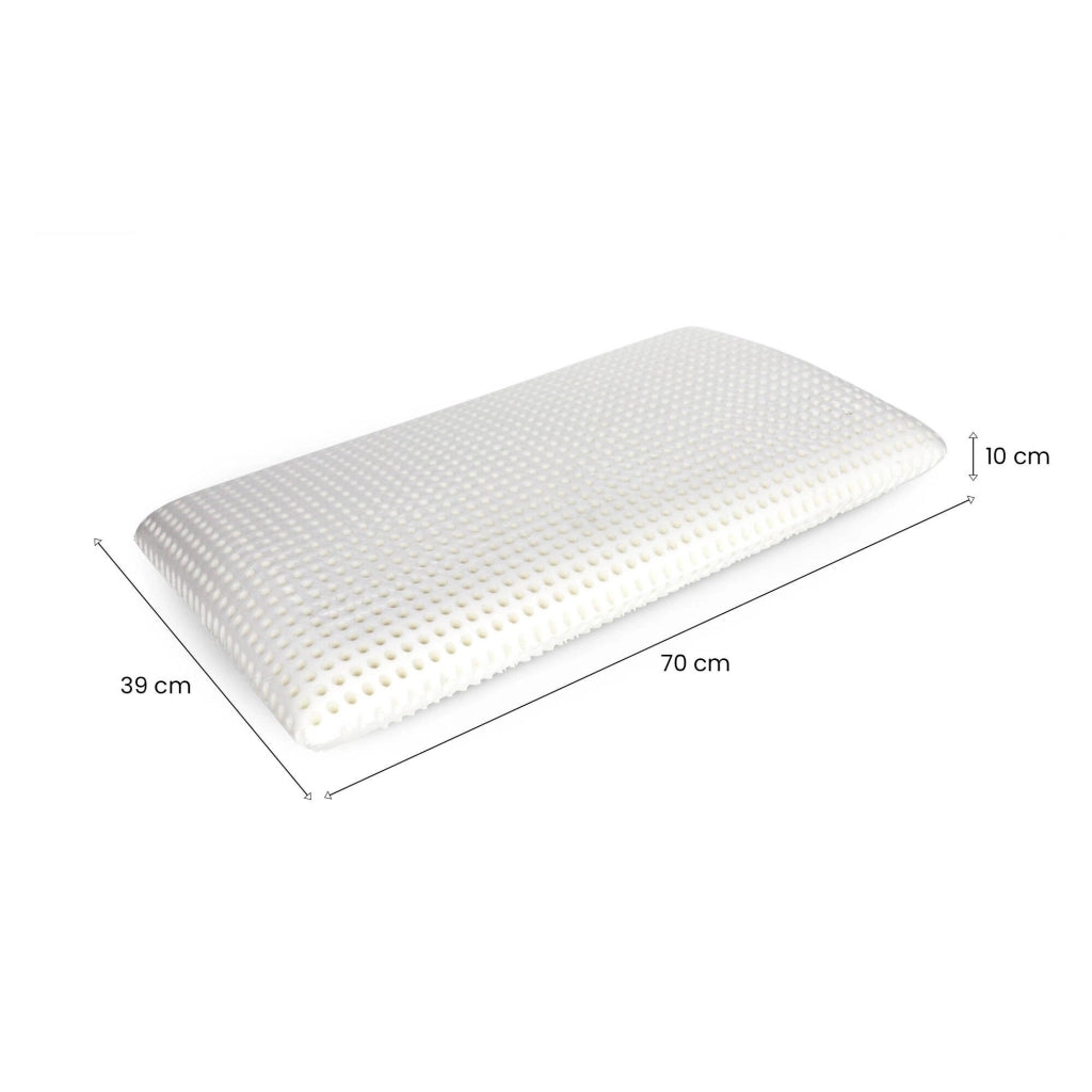 Talamo Italia Cuscino per Menta, 100% Made in Italy, Guanciale ergonomico a "saponetta" in Memory Foam forato, Anallergico e Traspirante, 70x39xh10 cm