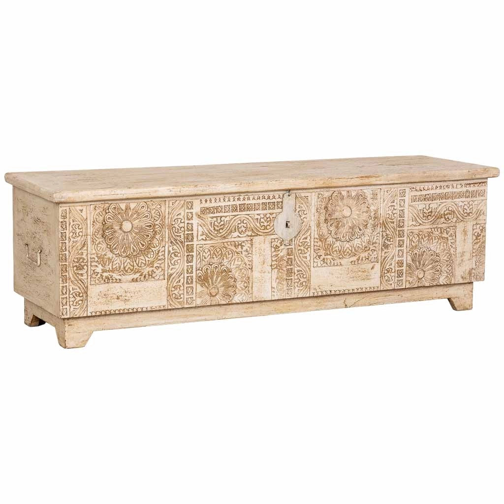 Bauletto artigianale in legno bianco 150x45x46h cm