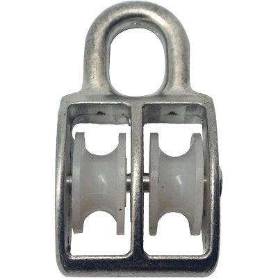 PULEGGIA NYLON DOPPIA SELF - OCCHIOLO NICHELATO D.MM 80- 5 pezzi