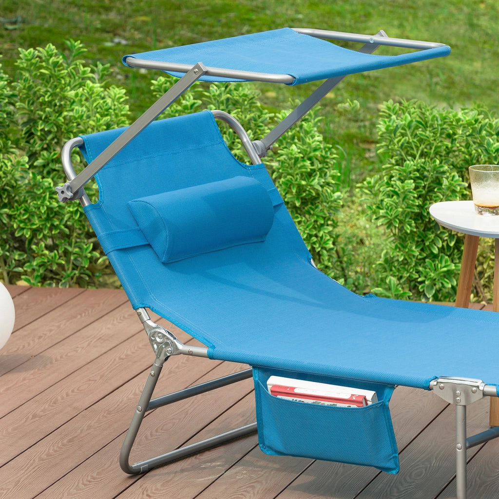 SoBuy Lettino prendisole pieghevole con tettuccio 63x215x30cm OGS48-B