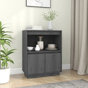 Credenza-Buffet-Armadio da cucina Grigia 60x34x75 cm in Legno Massello di Pino