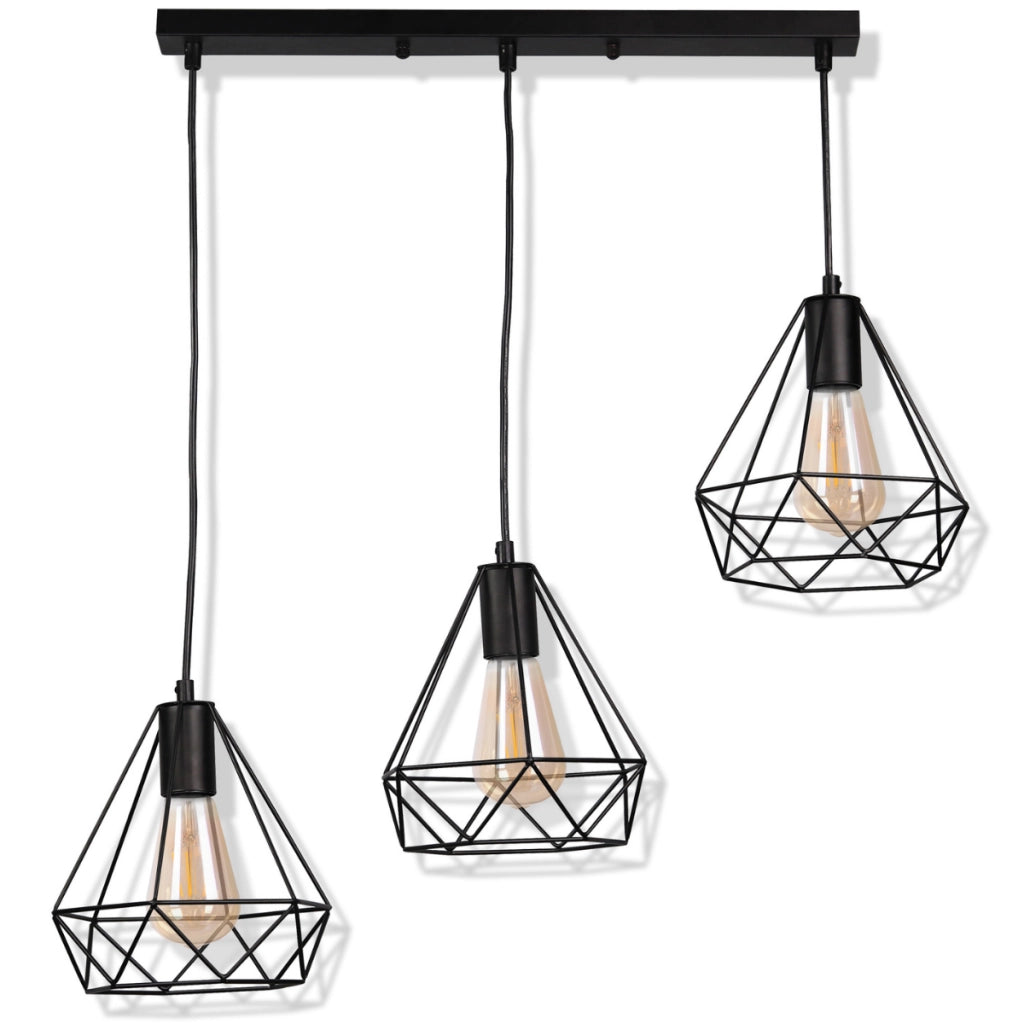 Lampada a sospensione Polux Vigo 3xE27 nera 120cm metallo