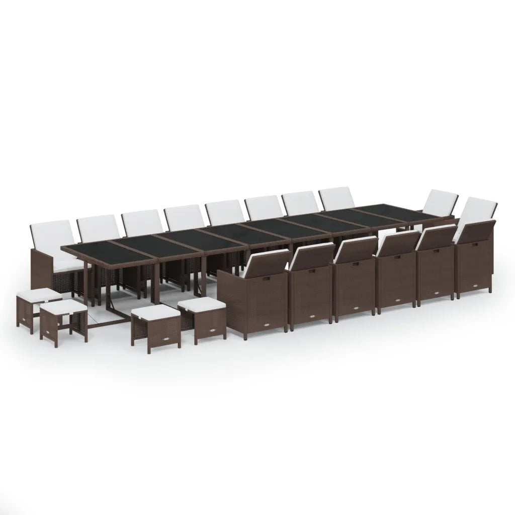 Set da Pranzo per Giardino 21pz con Cuscini in Polyrattan Beige cod mxl 38859