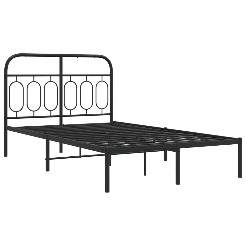 Giroletto con Testiera-Struttura Letto con testiera in Metallo Nero 120x190 cm 533293