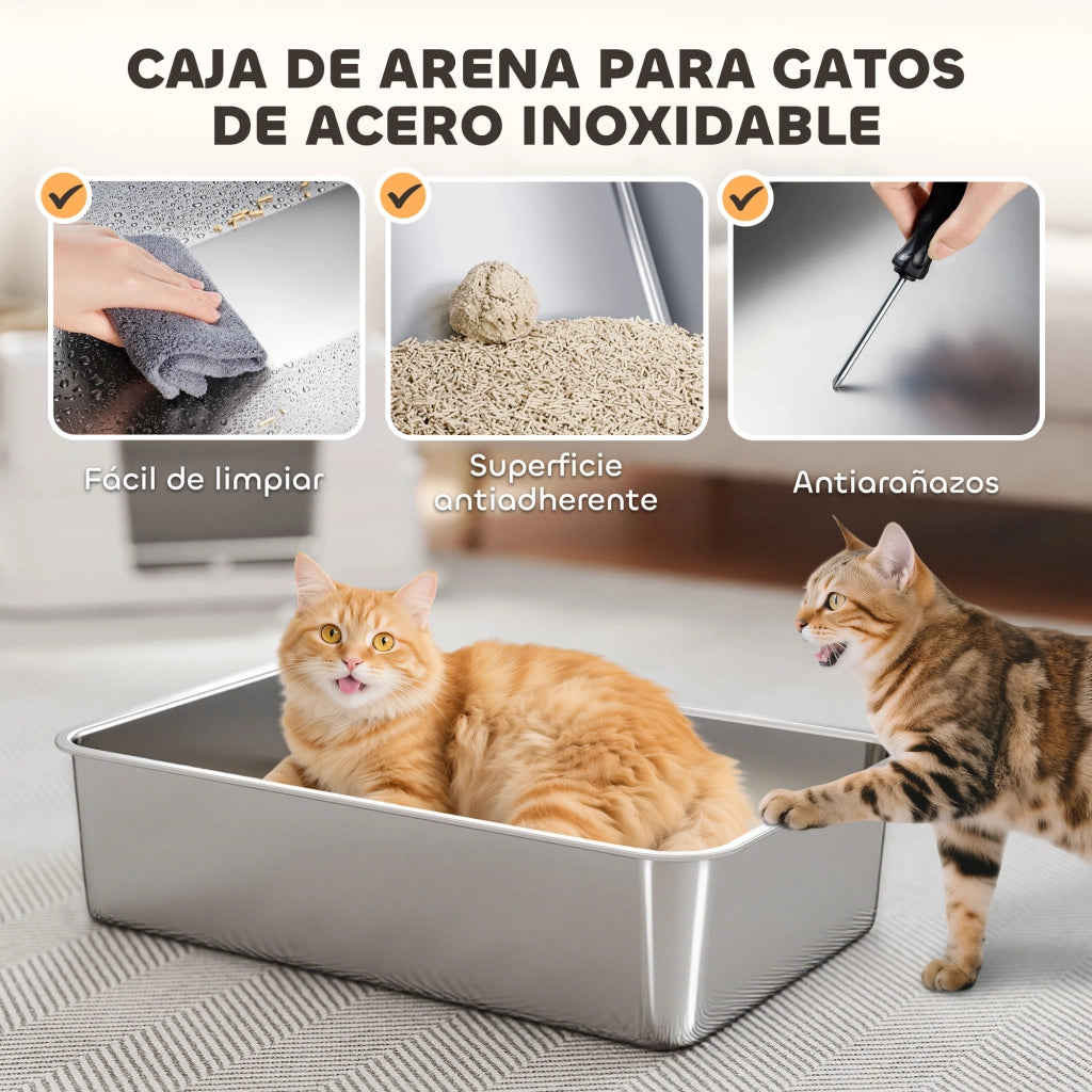 Arenero per Gatti in Acciaio Inossidabile ¨C zephmum ¨C Grigio, XL