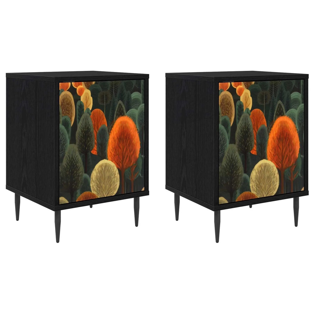 Armadio da Notte ZAANDAM 2 pz Rovere Nero 36 x 33 x 51 cm 8007252