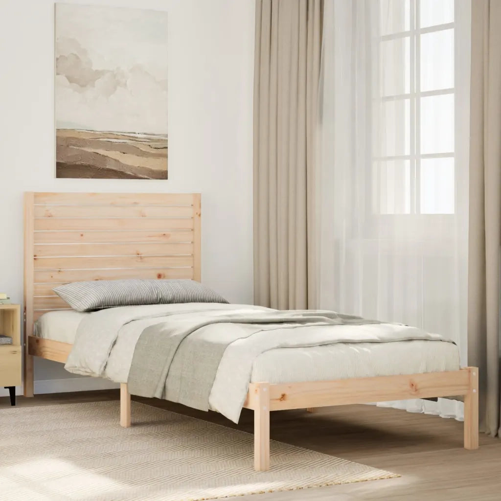 Letto singolo | Letto per adulti | Giroletto Extra Lungo senza Materasso 90x210 cm Legno Massello