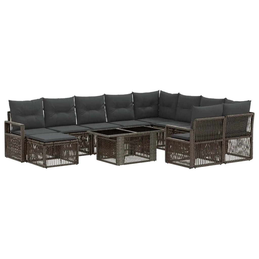 Set Divano da Giardino 11 pz Grigio e Grigio Scuro polyrattan 3437189