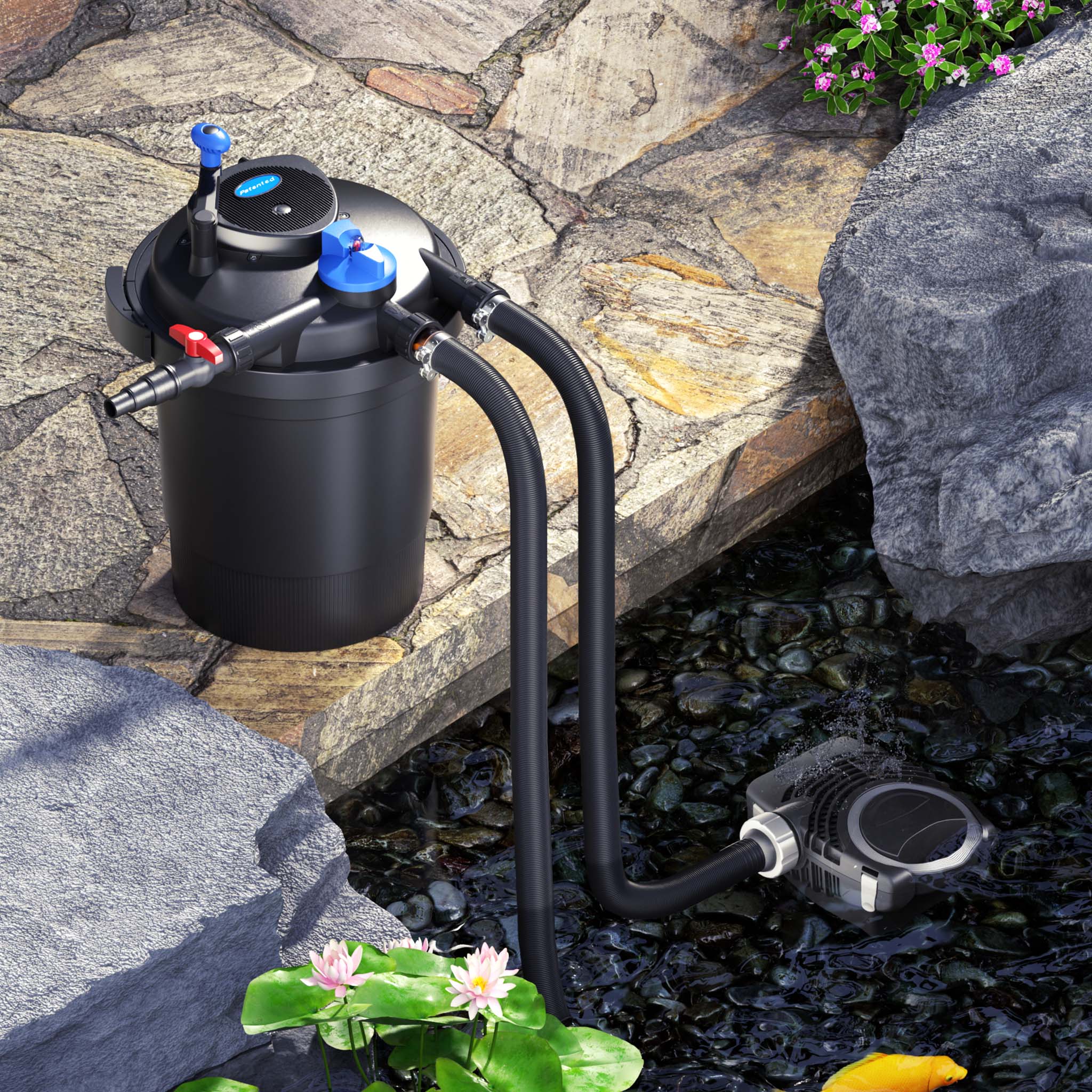 Set per laghetti Filtro CPF-10000 12000l 11W UVC Pompa NEO3800 Tubo