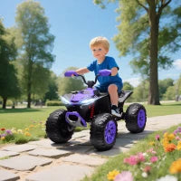 Quad Elettrico per Bambini da 24V, con Fari, Porta USB e Funzione MP3, per Bambini di 3-8 Anni, Viola