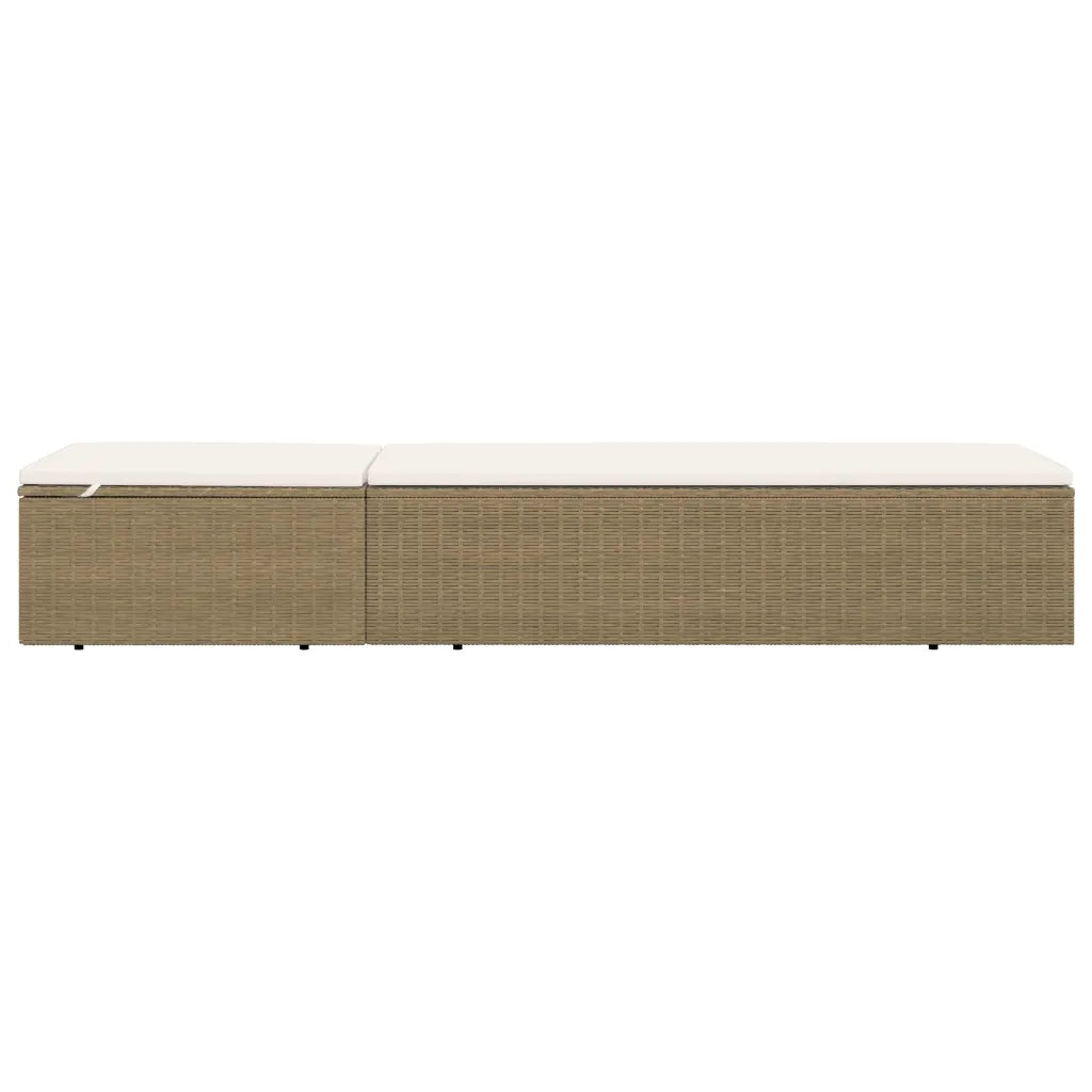Lettino Prendisole in Polyrattan Marrone e Bianco Crema 310147
