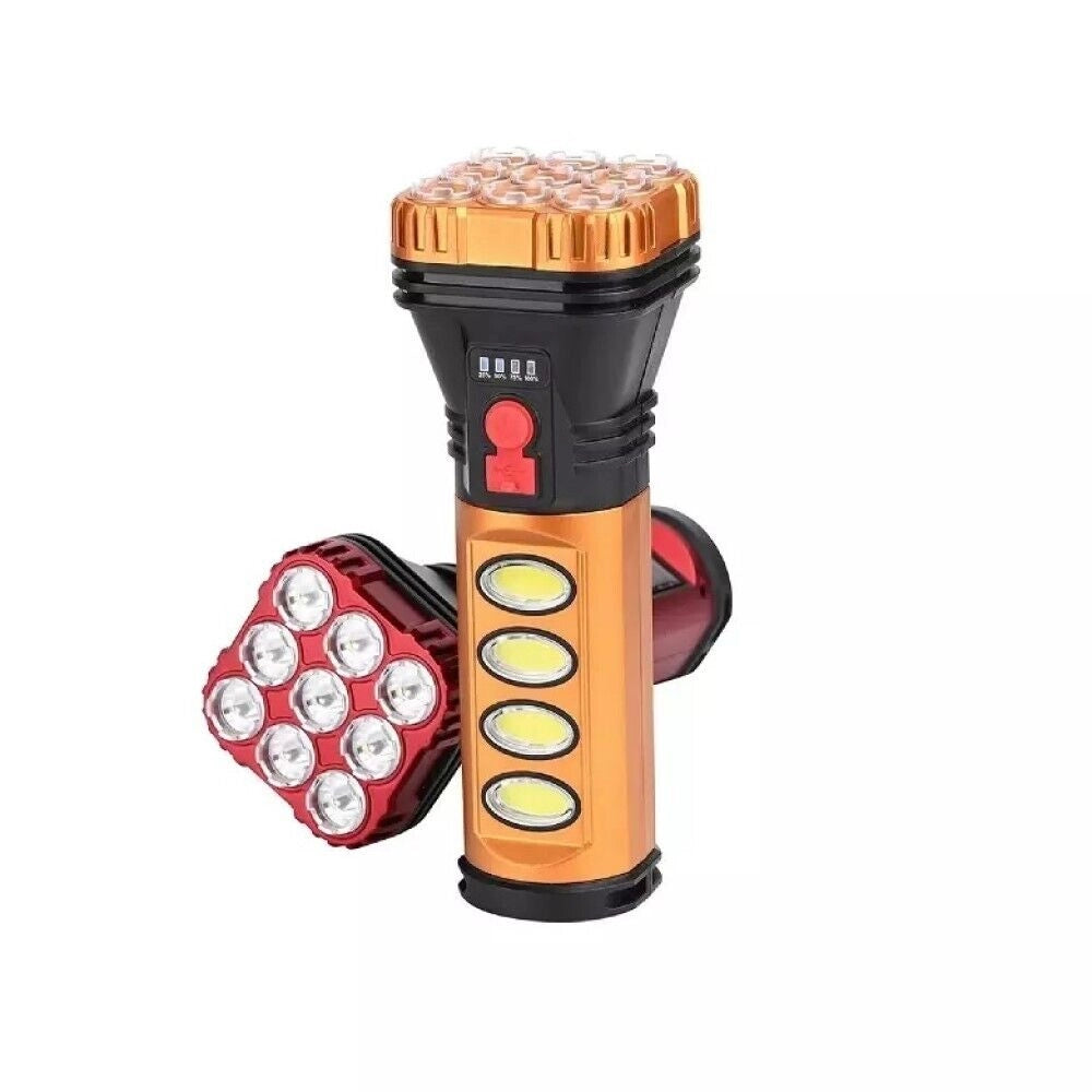 LAMPADA TORCIA PORTATILE LED RICARICABILE CON PANNELLO SOLARE 10W HB-707-2