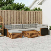 Set di divani da esterno 7 pz Naturale e Grigio Chiaro 3383584