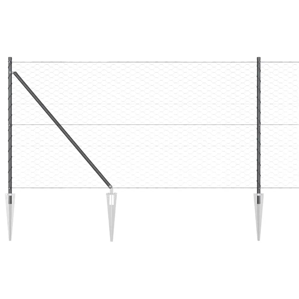 Palo della recinzione Grigio 25 x 1 m (rete da 50 mm) Acciaio