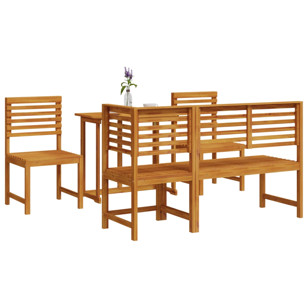Set da Pranzo in Legno Massello di Acacia da 5 Pezzi