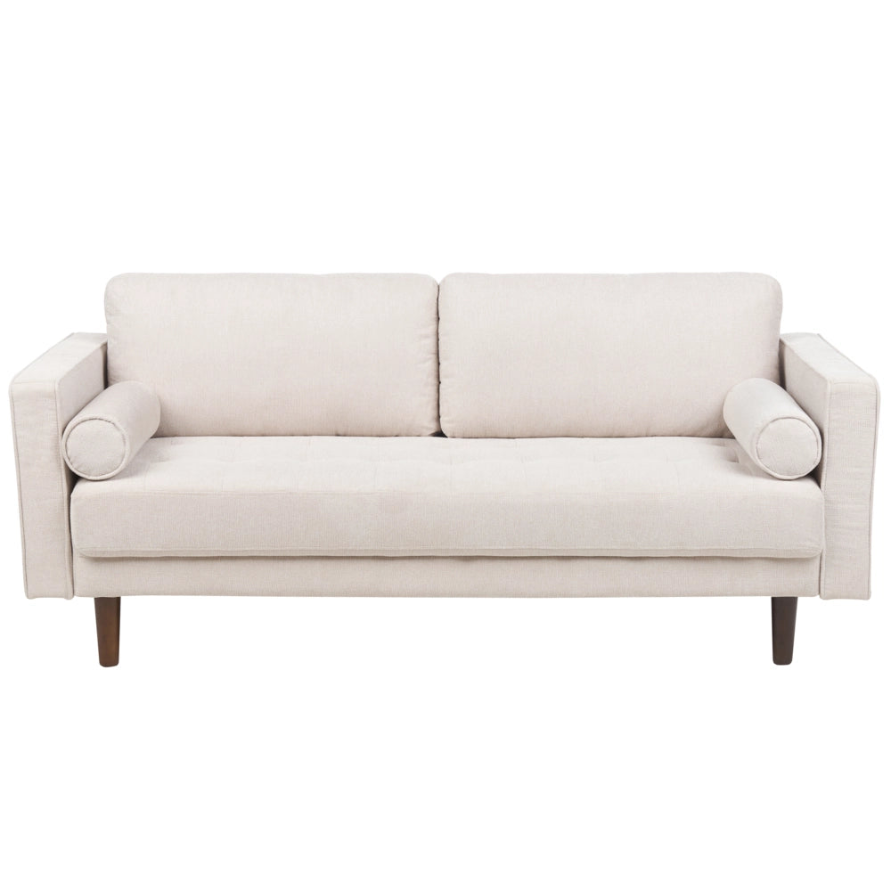 Set da soggiorno divano 3 posti e poltrona Imbottiti in tessuto beige con schienale imbottito stile retrò soggiorno