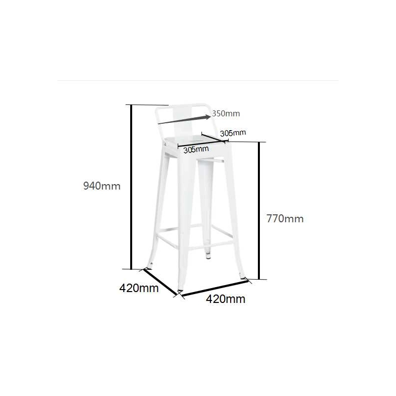 Sgabello ferro new bristol bianco seduta legno cm 42x42h77/94