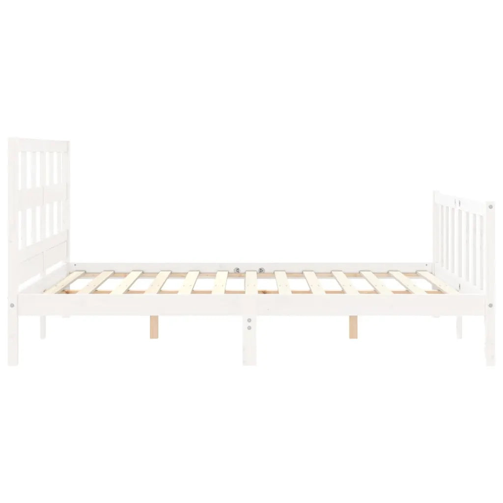 Giroletto senza Materasso-Struttura Letto Bianco 160x200 cm Legno Massello Pino 898355