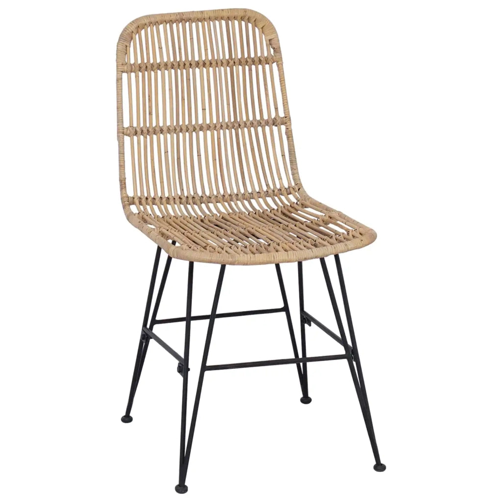 Sedia da pranzo 2 pcs Naturale 41 x 55 x 85 cm Rattan e acciaio