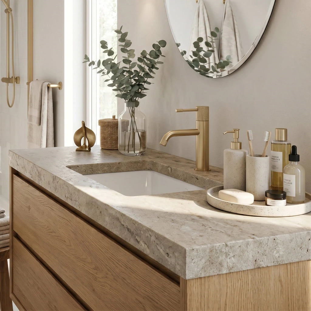 Rubinetto Da Lavabo Rea Venti Brush Gold Low