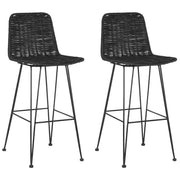 Set di sedie da bar per cucina e sala da pranzo in rattan rustico boho nero