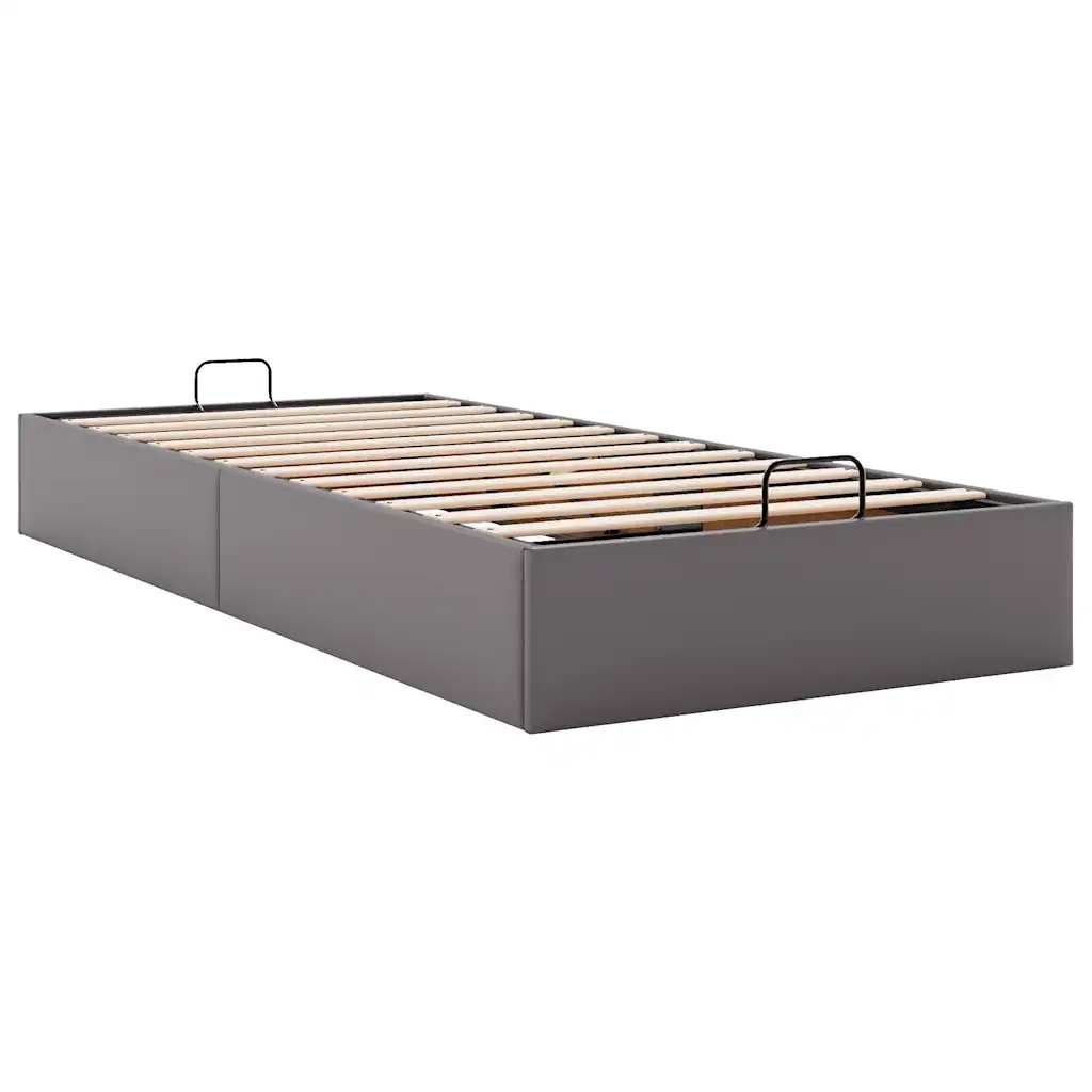 Struttura Letto Pouf senza Materasso Grigio 90x190cm Similpelle