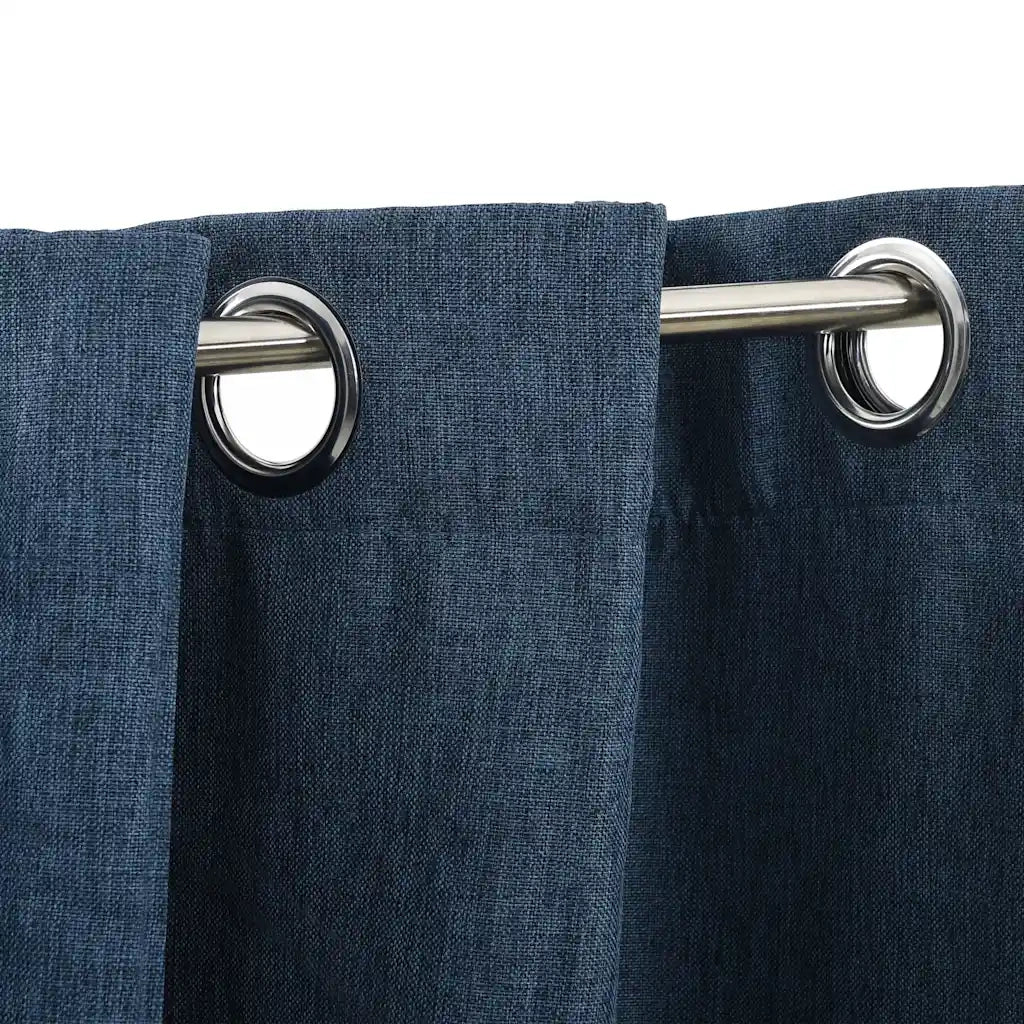 Tende Oscuranti Effetto Lino con Occhielli 2 pz Blu 140x175 cmcod mxl 82404