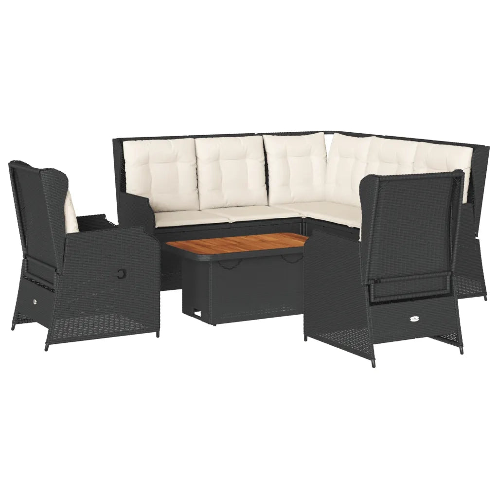 vidaXL Set Mobili da Giardino 6 pz con Cuscini in Polyrattan Nero