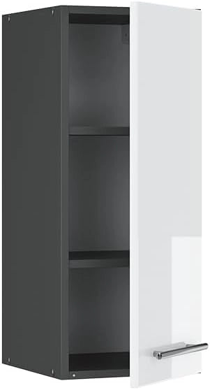 Mobile lavello cucina Fame-Line, Bianco lucido, 80 cm con ripiano, PL Antracite, per la combinazione con altri moduli della serie Fame-Line