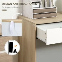 Mobiletto Multiuso Stile Nordico, Armadietto Due Ante con Cassetti per Cucina e Ingresso, 100x40x79.5cm, Multicolore