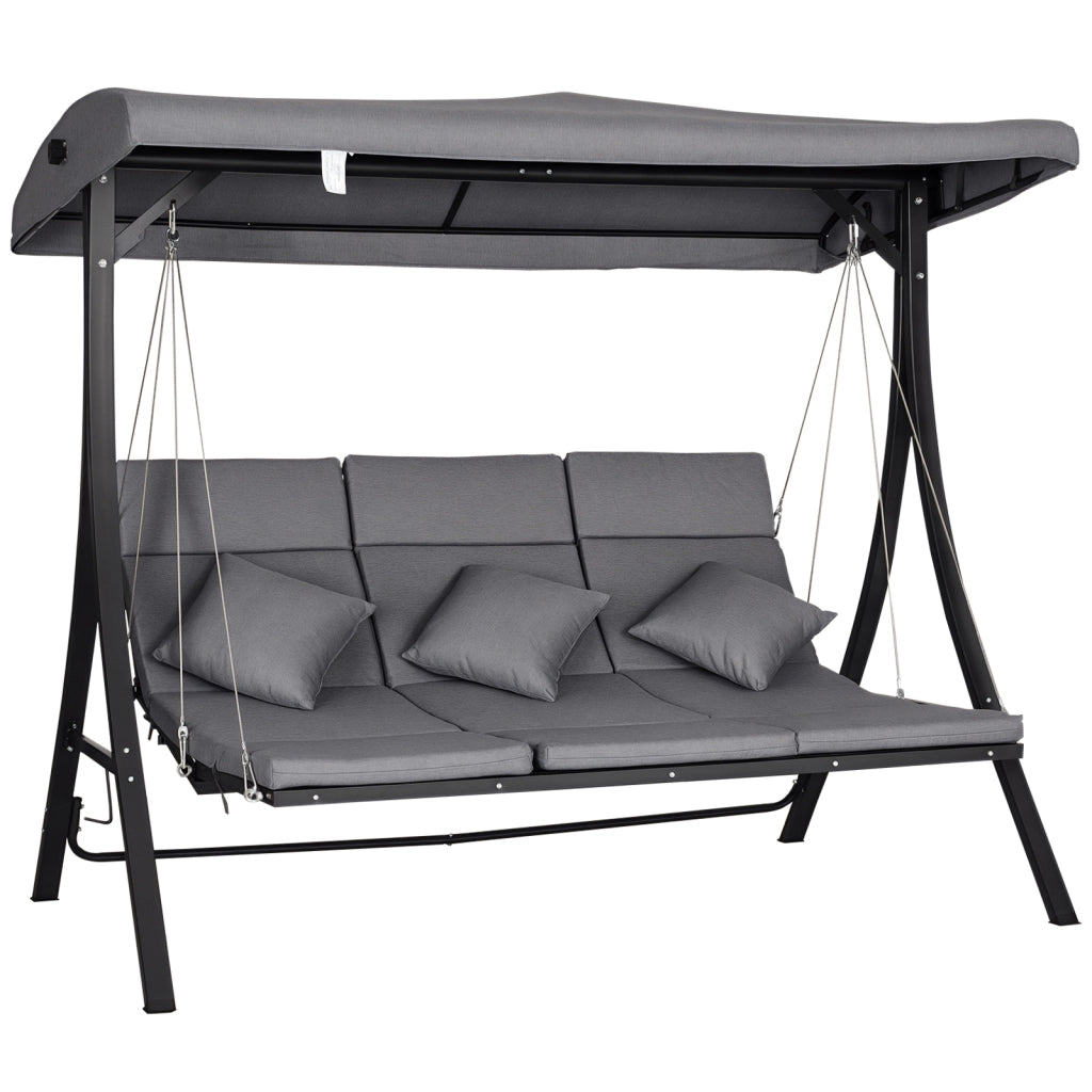 Dondolo da giardino 3 posti ¨C Xylo ¨C con cuscini, grigio, 200x115x168 cm