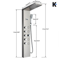 BERND | Pannello doccia premium a pioggia in acciaio inox | Sistema doccia massaggiante in argento spazzolato | Rubinetto miscelatore sistema