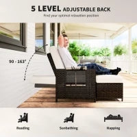 Divanetto da Giardino Componibile con Panca, Mobili da Giardino in Rattan Marrone, Set 2 Pezzi Salvaspazio