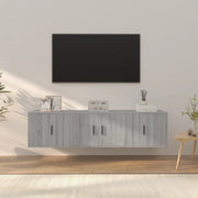 Set Mobili Porta TV 3 pz-Set di 3 Credenza per TV Grigio Sonoma in Legno Multistrato 388657