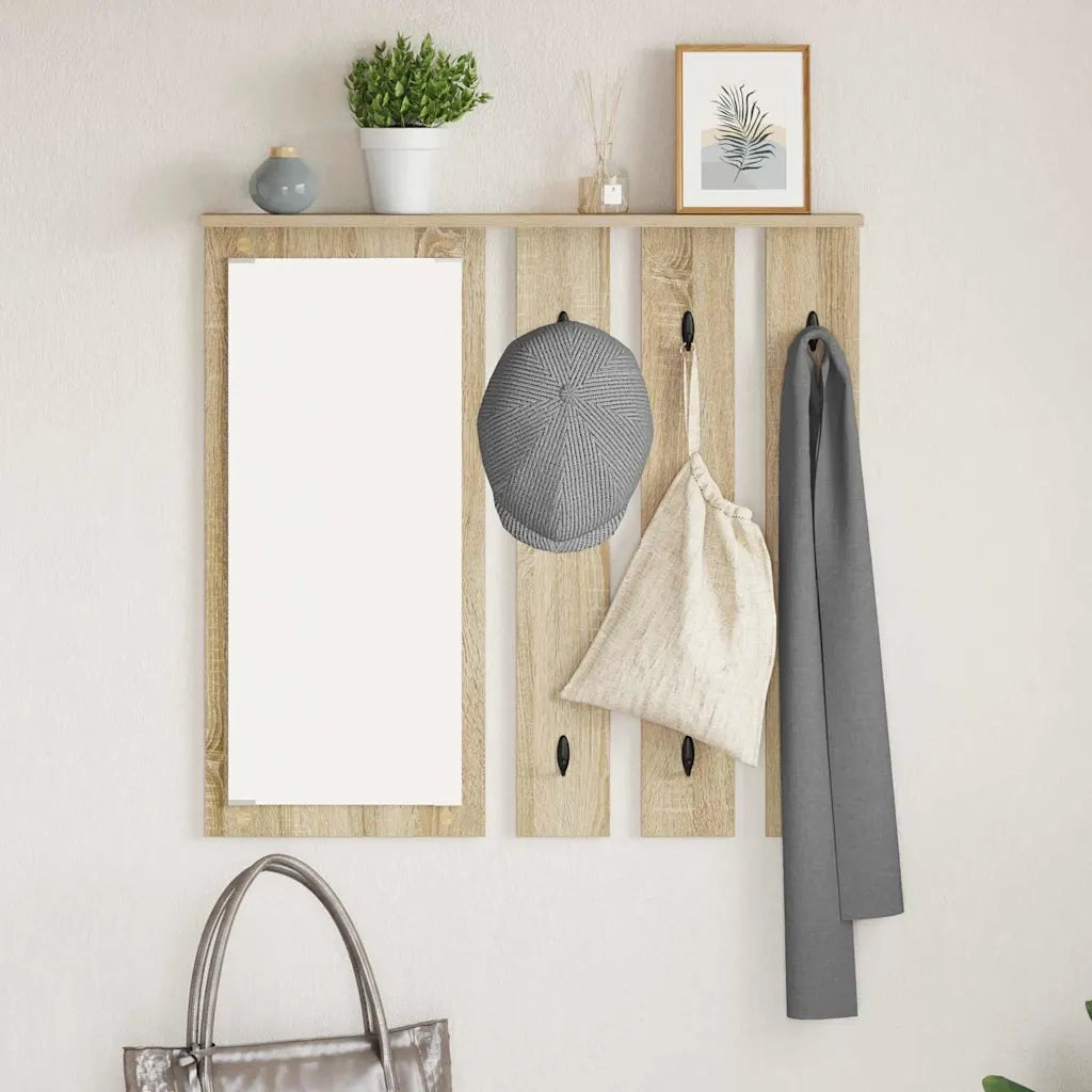 Appendiabiti a muro con specchio rovere sonoma 84 x 10 x 80 cm CFW4134538