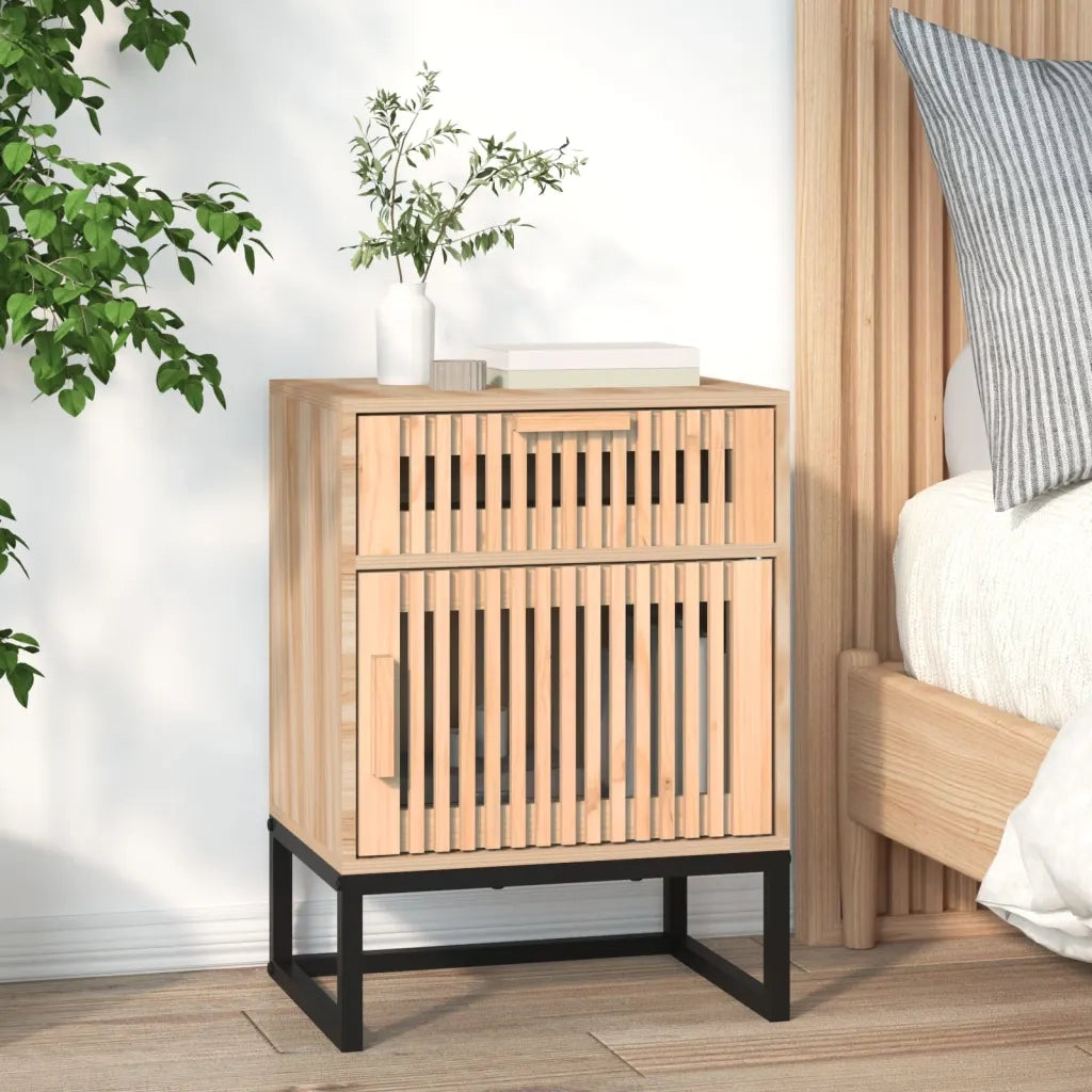 Comodino | Armadio da Notte | Mobiletto da notte 40x30x55,5 cm Legno Multistrato e Ferro