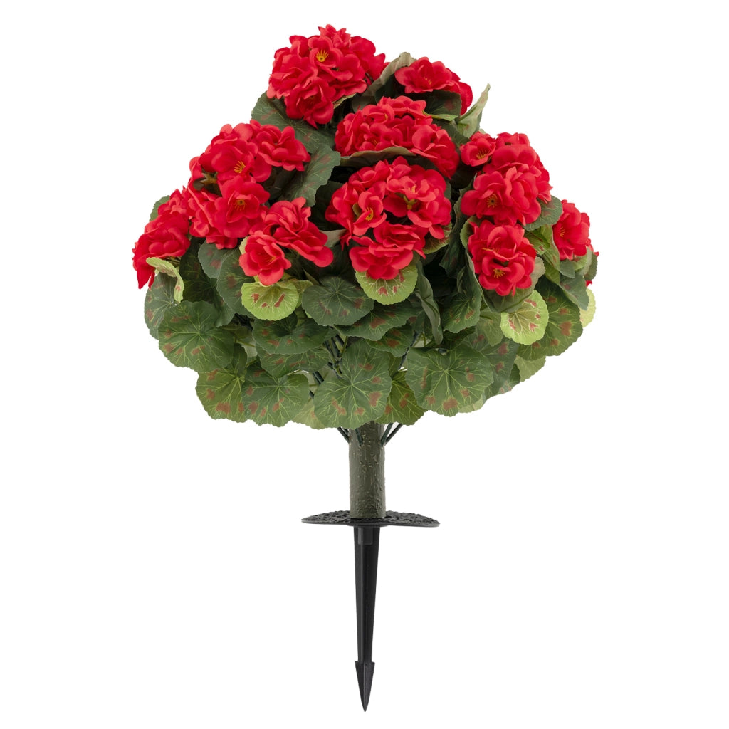 2 Mazzi di begonia artificiali 57 cm con fiori e foglie in seta tronco realistico in PE, Begonie finti per decorazioni con picchetti Rosso